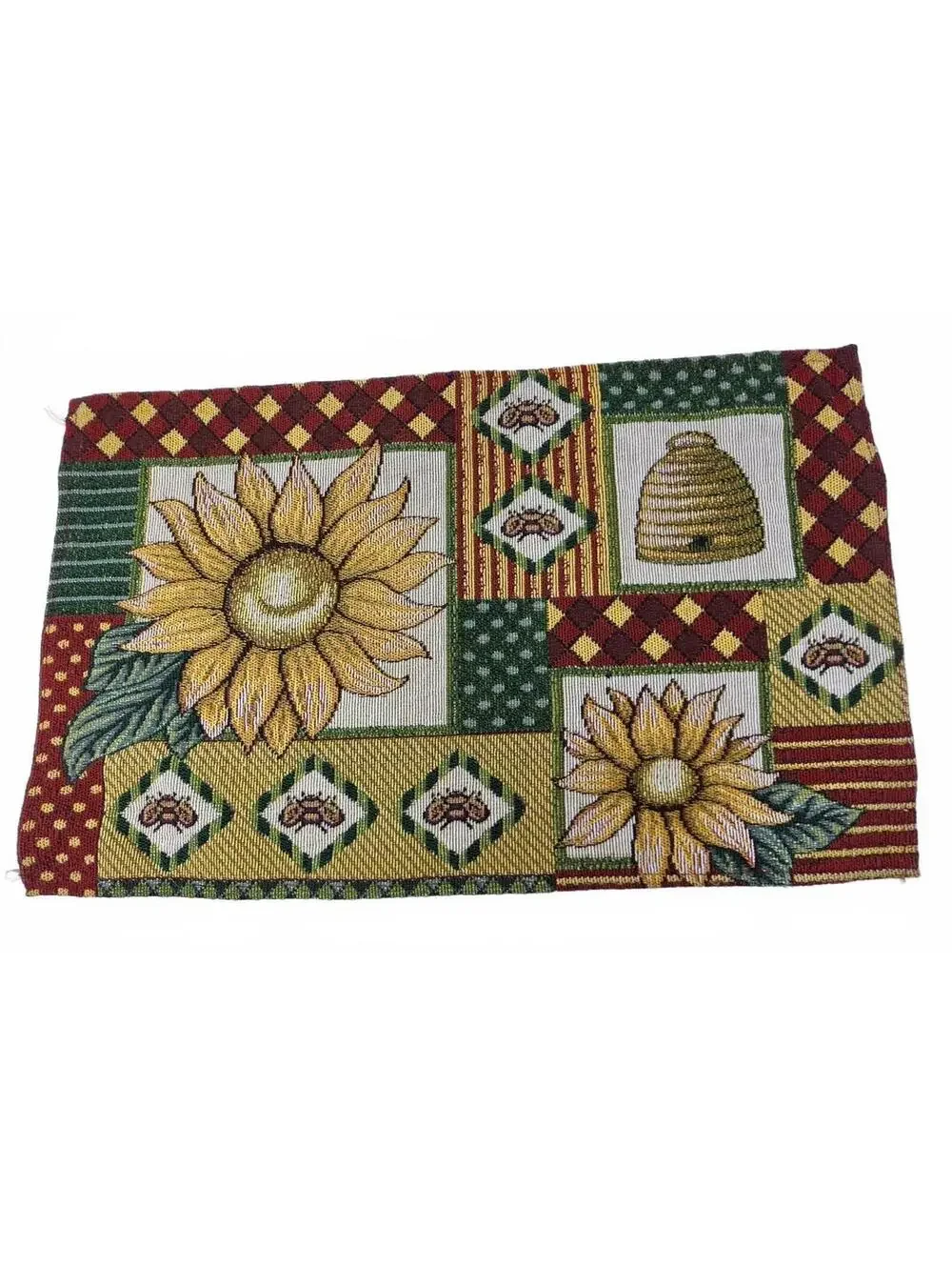 Vintage Sunflower Bee Tapestry Placemats Set of 4 Cottage Farmhouse